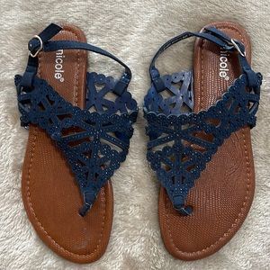 Nicole Dark Blue Sandals Size 6.5